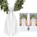 2 Pcs White Wreath Sash for Front Door Linen Wreath Ribbon Bow for Yard Porch Garland Home Decor