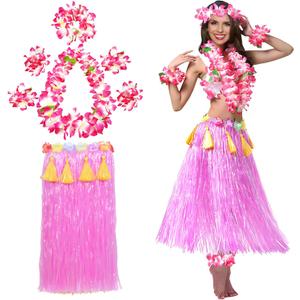 Grass Skirt Luau Outfits for Women Grass Skirts for Luau Party Adult Hula Skirt for Hawaiian Halloween (Pink)