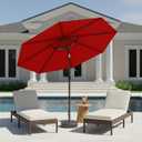 9ft 2-Tiers Patio Umbrella,Outdoor Market Table Umbrella with Push-Button Tilt & Crank | UV Protection,Suit for Backyard,Garden,Pool,Deck(Red)