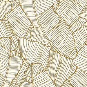 Livelynine White and Gold Wallpaper Peel and Stick Banana Leaf Wallpaper for Bedroom Bathroom Mural Self Adhesive Tropical Contact Paper Waterproof Large Tropical Leaves Wall Paper Decor 17.5x78.8
