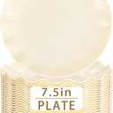 LIYH 20 Pcs Beige Plastic Plates Reusable 7.5 Inch - Unbreakable Plastic Dessert Plates - Scalloped Cake Plate for Weddings Camping Party Outdoor Picnics Dishwasher Safe BPA Free
