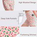 2 x Girls 4'' High Waisted Biker Shorts, Stretchy Athletic Workout Running Shorts for Kids and Teens (Large, Pink Cherry)