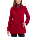 London Fog Womens Single-Breasted Wool Blend Coat | With Scarf, Red Medium