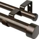 KAMANINA 1 Inch Double Curtain Rods 66 to 120 Inches (5.5-10 Feet), Heavy Duty Adjustable Double Curtain Rod for Windows, Bronze Drapery Rods with End Caps