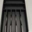 KitchenEdge Silverware Organizer - Cutlery, Flatware, and Utensil Holder for Kitchen Drawers, Fixed 10.5 Width, 7 Storage Compartments, Non-Slip Feet, Rounded Corners, 100% Bamboo, Black Finish