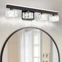 Black Crystal Bathroom Vanity Light Fixtures Over Mirror for Bathroom Lighting (4 Lights)