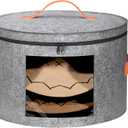 Round Cowboy Hat Box for 6-9 Caps, Large Felt Hat Organizer Bag for Men & Women Storage, With Support, Foldable 16.5" D x 11" H Carrier