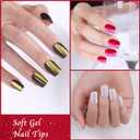 2 x Cat Eye Press on Nails Short, OPkssnails 150pcs Summer Glittering Square Nail Tips, Soft Gel Nails False Nail, Soak Off Acrylic Fake Nails Extensions in 15 Sizes (C4 Square Colorful Multi Style)