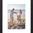 DecorUhome 8x10 Picture Frame, Display Pictures 5x7 With Mat or 8x10 Without Mat, Wall & Tabletop Display Photo Frame, Black, 1 Pack