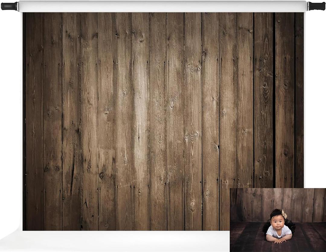 Kate Brown Wood Backdrops Children Rustic Wooden Texture Party Supplies Adult Kids Portrait Photo Studio Props, 7x5ft