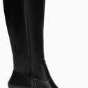 Coutgo Womens Knee High Boots Low Chunky Heel Round Toe Tall Boots Side Zipper Fall Dress Shoes (Black)