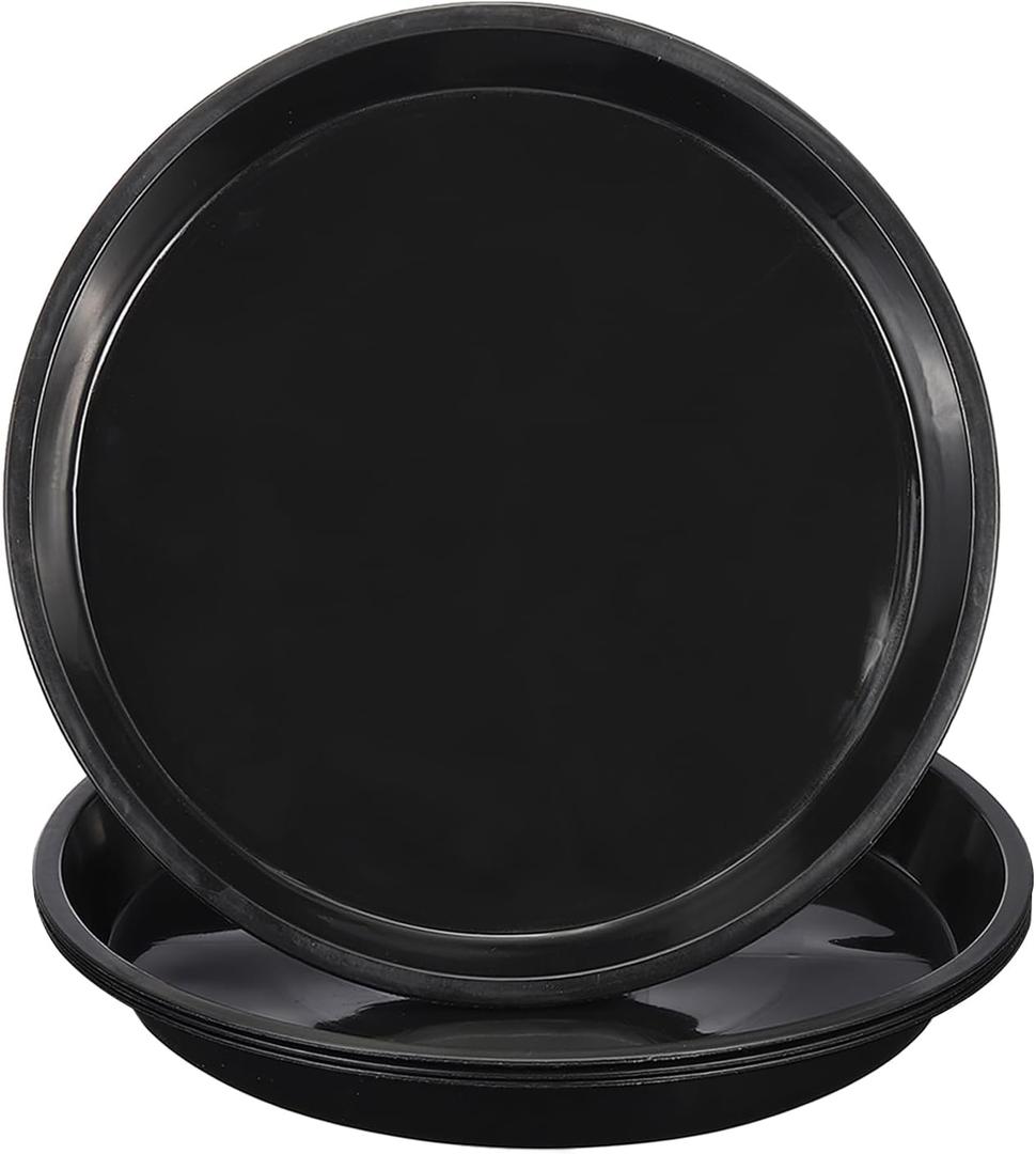 PATIKIL 4 Pack Plastic Plant Saucer, 18 Inch Plant Tray for Pots Round Plant Dish Plant Drip Trays Water Tray for Indoors Outdoors Garden, Black
