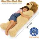 Tezituor 4.3ft Giant Fat Lion Stuffed Animal, 51.2 inch Large Stuffed Lion Plushies Toy Hugging Soft Theme Body Pillow for Boys Girls Birthday Party Gift Decora