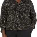 Velvet by Graham & Spencer Womens Nixie Knotch Neck Short Sleeve Blouse (Large, Black)