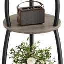 Small Round Side Table, 3-Tier End Table with Storage Shelf, Slim Sofa Table Coffee Table, Sturdy & Easy Assemble Nightstand for Small Spaces, Living Room Bedroom Corner, Grey