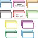 ZazzyKid Dry Erase Magnetic Labels: 40PCS, 4x2 Magnets Name Tags Plates for School Classroom & Office, Reusable Write On Magnets for Whiteboards, Lockers, Iron Shelf & Fridge (Color Framed)