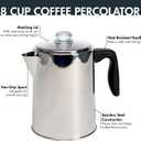 Primula Stovetop Coffee Percolator, Premium Stainless Steel Coffee Maker with Reusable Filter Basket, Non-Drip Spout, Glass Knob Brew Indicator and Heat Resistant Handle, Dishwasher Safe, 8 Cup