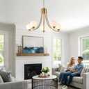 Glass Globe Chandelier,Gold Farmhouse Chandeliers for Dining Room,Modern Sputnik Dining Room Light FixturesAdjustable Chain Ceiling Lighting for Living Room Bedroom Kitchen Island