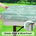 misaya Rectangle Vinyl Tablecloth, Fitted Table Cover, 100% Waterproof, Elastic Edge, Plastic Table Cloth Fit 5 Foot Folding Tables for Picnic, Camping, Outdoor (Light Green Leaves, 30x60 inch)