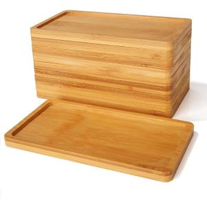 10PCS Mini Bamboo Display Trays  7"x3.4" Small Decorative Bamboo Trays for Vanity, Plants, Candles, Keys, Soap, Jewelry, Tealight  Not for Serving Heavy Food