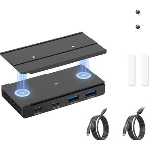 EJAY 10Gbps Magnetic USB-C Hub, 4-Port USB 3.2 Gen2 Data Transfer, 2 USB 3.2 + 2 Type C Port, Includes Sliding Rail, Screws and Sticky Pads for MacBook Laptop PC, Black