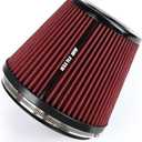 6" 152mm Inlet Cold Air Intake Filter High Flow Honeycomb Top Replacement Clamp-On Air Filter High Performance Washable Cone Filter 170mm Tall Red