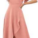 Formal Dresses for Women Gowns Evening Party Cocktail Dress,Split Elegant V Neck Wrap Ruffle Wedding Guest Dresses, Size XL