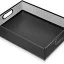 Desk Drawer Organizer, A4 Large Black Mesh Drawer Organizer Portable Desk Paper Letter Mail Basket Tray Versatile Metal Wire Storage Tray with Handle for Home Office Organizing Supplies, 13 X 9 Inches