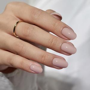 BTArtbox Press On Nails Oval  Soft Gel Press on Nails Oval Nails Fake Nail with Nail Glue, Fit Perfectly, Reusable Glue On Nails in 16 Sizes, Taro Milkshake