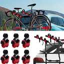 ASENDIWAY 6Pcs/ Set Bike Rack Hitch Mount Bicycle Car Bike Rack Strap Replacement Cradles Cargo Carrier Spare Hooks with Rubber Straps 1-1/ 4"&2" Bike Rack PartsTruck Hitch Red&Black Tie-Down Straps