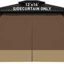 Aoodor 12x16 ft Outdoor Gazebo Curtains, 4 Panels Waterproof Privacy Sidewall Replacement with Zipper for Patio Pergola and Canopy, Brown and Khaki