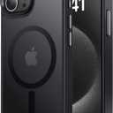 Strong Magnetic for iPhone 15 Pro Max Case, [Compatible with Magsafe][13FT Military-Grade Drop Tested] Slim Shockproof Matte Translucent Protective Case for iPhone 15 Pro Max Case 6.7'', Black