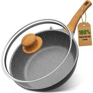 YASHE 11 Inch/4.5 QT Nonstick Deep Frying Pan w/Glass Lid, Dishwasher Safe | Induction Ready, Non-Toxic Saute Pan with Helper Handle Cooking Skillet Pan for All Stovetops PFOA/PFOS Free
