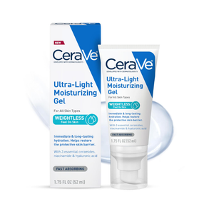 CeraVe UltraLight Moisturizing Gel, Hydrating Gel Face Moisturizer For Men & For Women with Ceramides, Niacinamide, Hyaluronic Acid, Fragrance Free, OilFree, Mattifying Moisturizer, 1.75 FL Oz