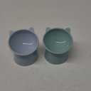 Zhehao 2 Pieces Plastic Raised Bowl Tilted 15 Degrees Elevated Cat Food and Water Bowls Set Anti Vomit Dog Kitten Food Dishes Pet for Cats and Small Dogs(Cat Ears,Light Green, Blue)