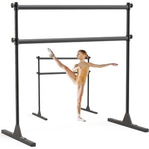 SELEWARE Height Adjustable Ballet Barre Freestanding Ballet Bar Heavy Duty Dance Bar Support Barre Movements Body Stretch Pull-ups, Sturdy Construction Never Fall Apart, Anti-Slip (4 FT (Steel Crossbar, Black))