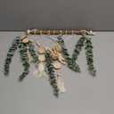 Artificial Hanging Eucalyptus Wall Decor Fake Greenery Leaves Wall Hanging Plants on Long Wooden Beads Garland Wall Art Large Boho Rustic Farmhouse Decor for Bathroom Bedroom Living Room Sage Green