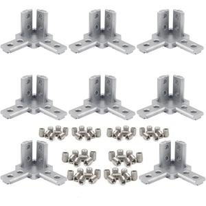 8Pcs 10 Series Aluminum Extrusion Profile Tri Bracket 3-Way End Corner Right Angle 1" x 1" 1 Inch Connector with Screws for 1010 Extruded Aluminium Esquina Profil