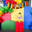 Upfirst Colorful One High Chair Banner - Building Block Themed Birthday Party Decorations Supplies,1st Birthday Photo Props,Cake Smash Party Rainbow Fabric Strips Banner