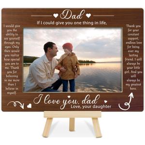 ZIIUFRN Dad Gifts, Daddy & Daughter Picture Frame 4X6, Best Dad Ever Gifts, If I Could Give You One Thing In Life Photo Frame, Wood Desk Decor-A09
