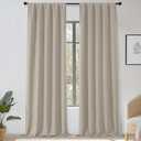 OWENIE Sally Extra Stone Blackout Curtains 120 Inches Long 2 Panels Set for Bedroom Living Room, Solid Thermal Insulated Privacy Room Darkening Window Treatment Drapes, 2 Pcs Each W50 x L120 Inch