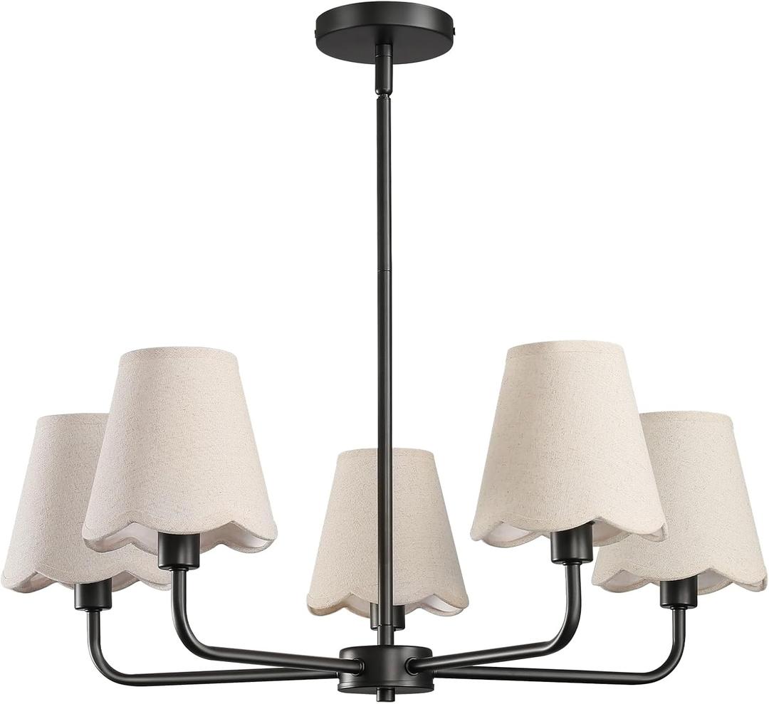 KAISITE Black Chandelier for Dining Room - 5-Light Farmhouse Dining Room Light Fixture Over Table Industrial Kitchen Lighting Fixture Ceiling Hanging Chandelier for Bedroom Living Room Foyer Entryway