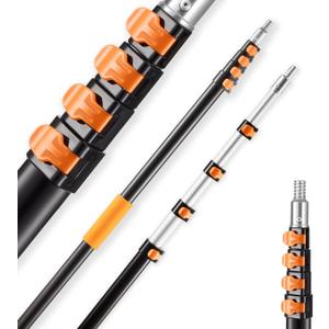VEVOR Telescopic Extension Pole, 4.66-19 FT Multi-Purpose Extendable Pole, Sturdy Aluminum Alloy Paint Pole Extension with Flip-Lock Design, High Reach Roller Stick for Painting, Dusting and Cleaning