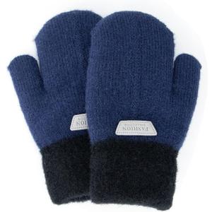 FGSS Kids Winter Stretch Knitted Mittens - Thick Warm Gloves for Boys Girls 4-7 Yrs (Navy)