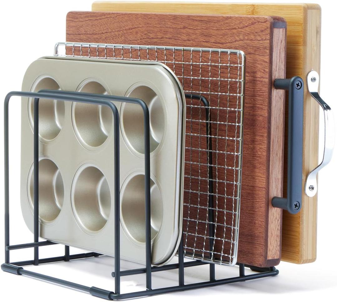 Cutting Board Organizer,Kitchen Cabinet Organizer,Divided Rack with 5 Slots for Baking Trays,Space-Saving Kitchen Storage for Cutting Boards, Cookie Sheet, Thin Pans and Baking Sheets Holder (1pcs)