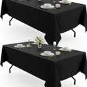 Pureegg Durable Table Cloth 60" x 102" - Reusable Polyester Black Tablecloths for Rectangle Tables, Washable Fabric Table Cover for Holiday Party, Dinner, Wedding & Baby Shower, 2 Packs
