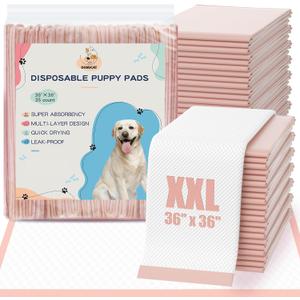 XXL Dog Pee Pads 36"x36" Extra Large Pink Puppy Pads, 6-Layer Super Absorbent & Leak-Proof Potty Training Pads, 35 Count Pet Pads for Cats, Rabbits & Small Animals