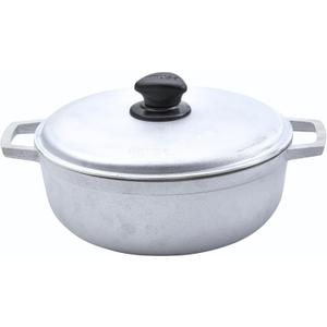 IMUSA 2.6 Quart Traditional Natural Made in Colombia Caldero with Lid for Cooking and Serving, Silver (2.6 Qt)