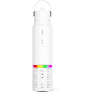 Smart Water Bottle with Premium Bluetooth Speaker, Portable Charger, LED Light, Stainless Steel, Mix & Match Colors, 20oz - Oprah's Favorite Things 2024 (White)