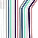 Senneny Set of 12 Silicone Drinking Straws for 30oz and 20oz - Reusable Silicone Straws BPA Free Extra Long with Cleaning Brushes- 6 Straight + 6 Bent- 6mm diameter